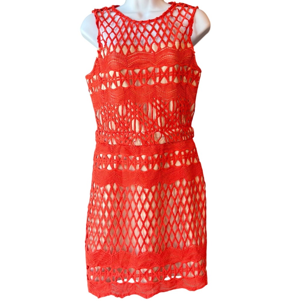 Endless Rose Orange Crochet Lace Sheath Cocktail Dress Size Small